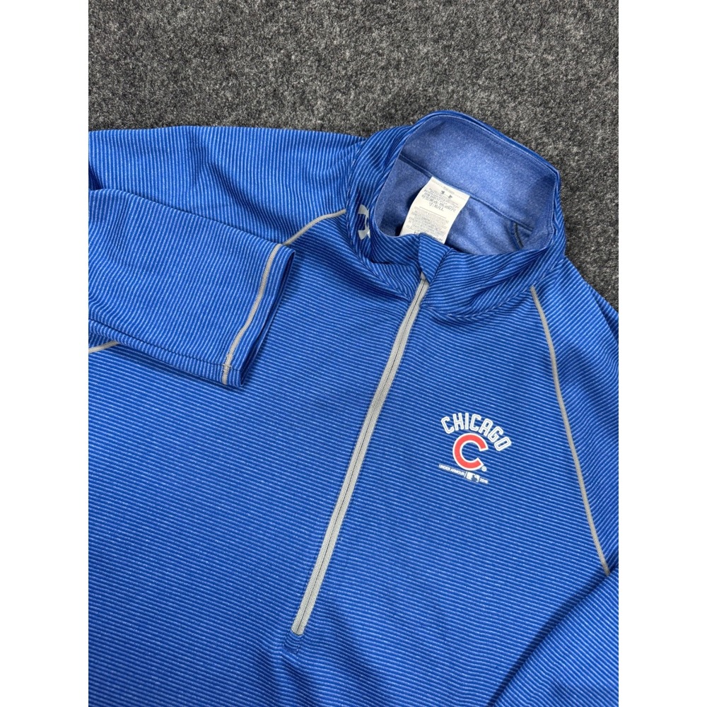 Under Armour Chicago Cubs Womens XL 1/4 Zip Pullover Blue MLB Fitted